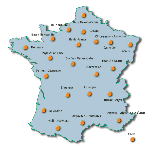 Carte de France des associations d'aide aux enfants atteints de cancer ou de leucémie